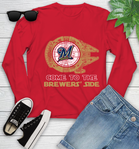 MLB Come To The Milwaukee Brewers Side Star Wars Baseball Sports Youth Long Sleeve 11