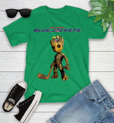 Columbus Blue Jackets NHL Hockey Groot Marvel Guardians Of The Galaxy Youth T-Shirt 6