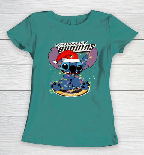 Pittsburgh Penguins NHL Hockey noel stitch Christmas Women's T-Shirt 10