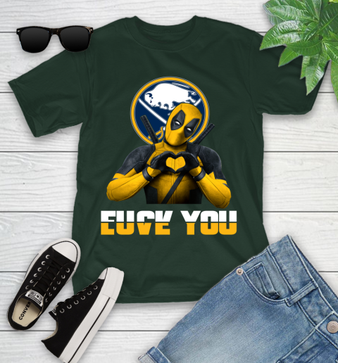 NHL Buffalo Sabres Deadpool Love You Fuck You Hockey Sports Youth T-Shirt 20