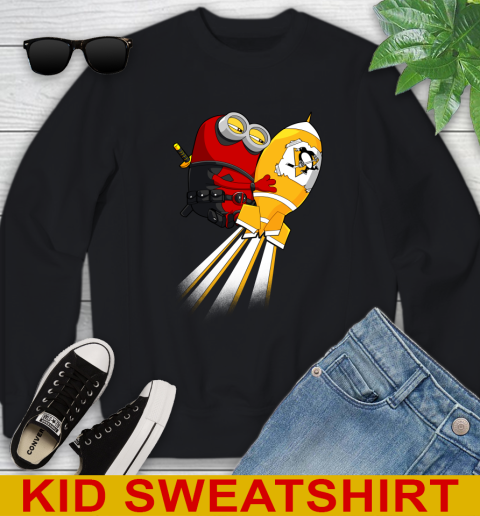 NHL Hockey Pittsburgh Penguins Deadpool Minion Marvel Shirt Youth Sweatshirt