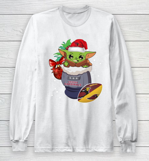 Arizona Cardinals Christmas Baby Yoda Star Wars Funny Happy NFL Long Sleeve T-Shirt 2