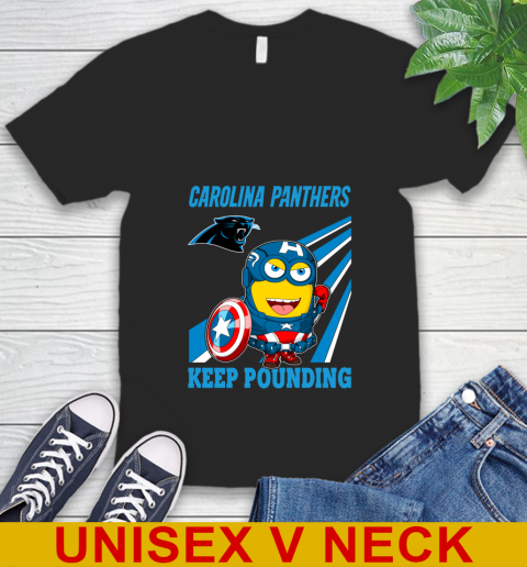 NFL Football Carolina Panthers Captain America Marvel Avengers Minion Shirt V-Neck T-Shirt