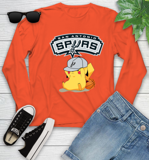 NBA Pikachu Basketball Sports San Antonio Spurs Youth Long Sleeve 4
