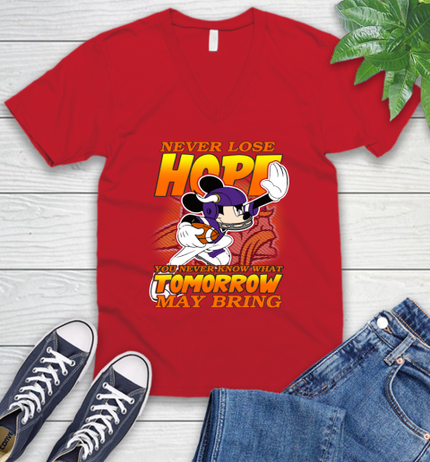 Minnesota Vikings NFL Football Mickey Disney Never Lose Hope V-Neck T-Shirt 6