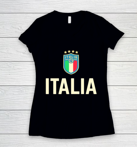 Italy Soccer Jersey 2020 2021 Euros Italia Football Team Women's V-Neck T-Shirt