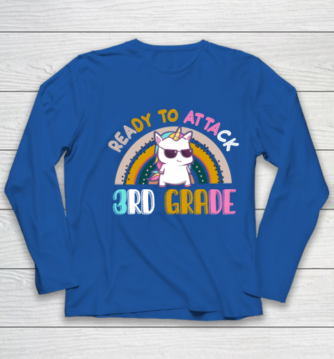 Back to school shirt Ready To Attack 3rd grade Unicorn Youth Long Sleeve 7