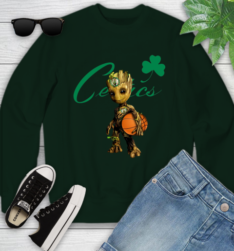 Boston Celtics NBA Basketball Groot Marvel Guardians Of The Galaxy Youth Sweatshirt 10