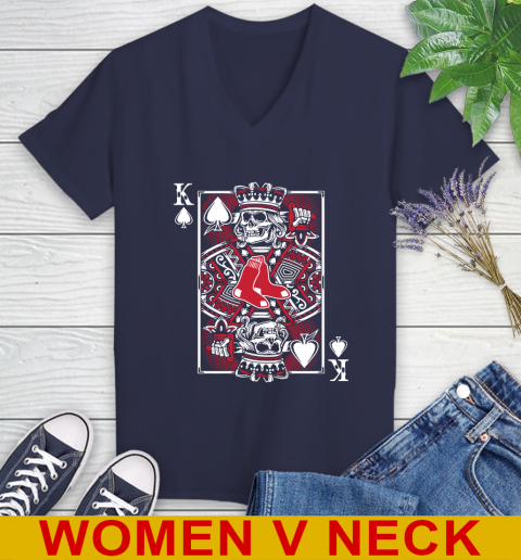 Boston Red Sox MLB Baseball The King Of Spades Death Cards Shirt Women's V-Neck T-Shirt 12