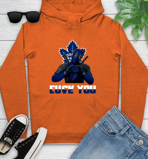NHL Toronto Maple Leafs Deadpool Love You Fuck You Hockey Sports Youth Hoodie 4