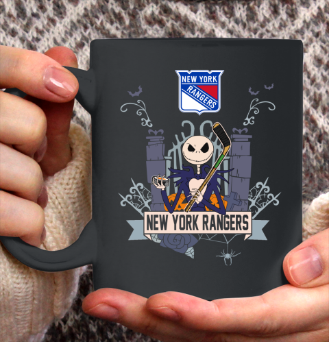 NHL New York Rangers Hockey Jack Skellington Halloween Ceramic Mug 11oz