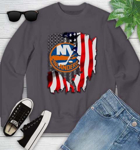 New York Islanders NHL Hockey American Flag Youth Sweatshirt 5