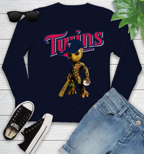 MLB Minnesota Twins Groot Guardians Of The Galaxy Baseball Youth Long Sleeve 3