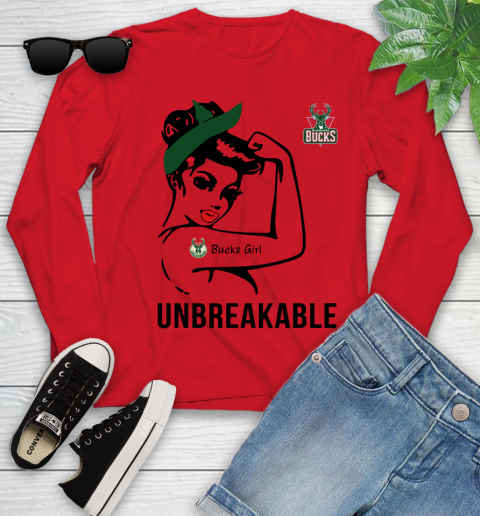 NBA Milwaukee Bucks Girl Unbreakable Basketball Sports Youth Long Sleeve 8