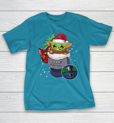 Minnesota Timberwolves Christmas Baby Yoda Star Wars Funny Happy NBA T-Shirt 8