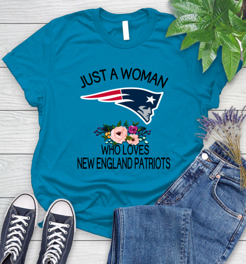 NFL Just A Woman Who Loves New England Patriots Football Sports Women's T-Shirt 5