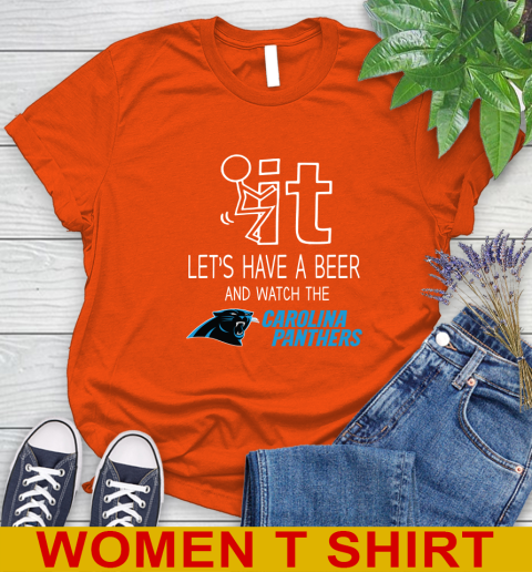 Carolina Panthers Football NFL Let's Have A Beer And Watch Your Team Sports Women's T-Shirt 3