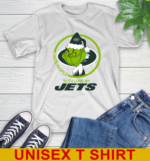 New York Jets NFL Christmas Grinch I Hate People But I Love My Favorite Football Team T-Shirt