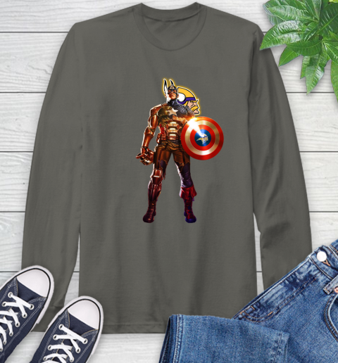 NFL Captain America Marvel Avengers Endgame Football Sports Minnesota Vikings Long Sleeve T-Shirt 8
