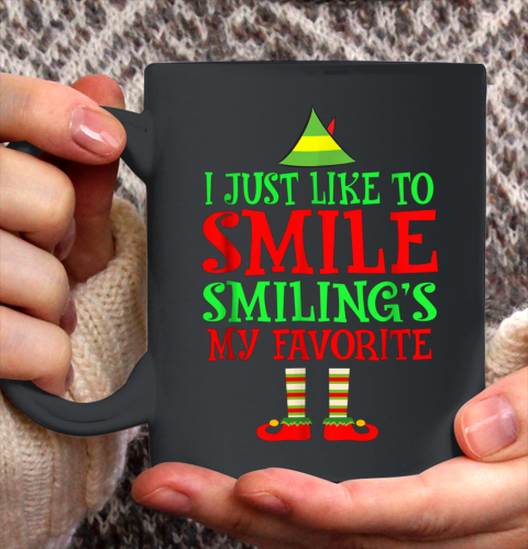 I Just Like to Smile Smiling is my Favorite X mas Elf Ceramic Mug 11oz