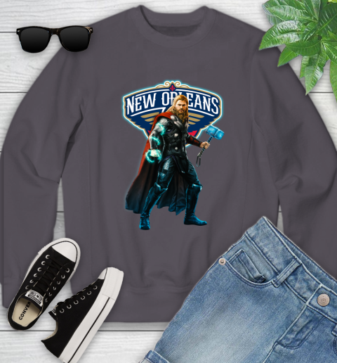 NBA Thor Avengers Endgame Basketball New Orleans Pelicans Youth Sweatshirt 6