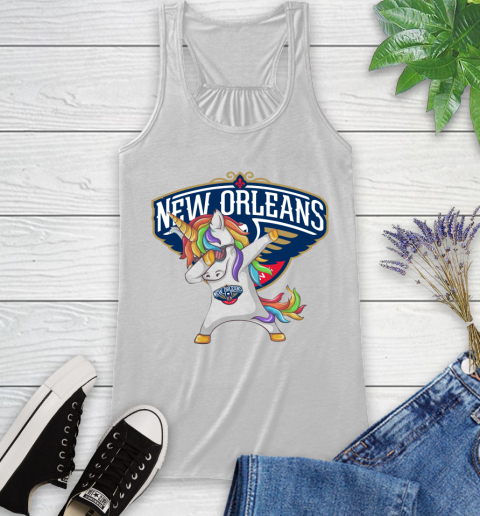 New Orleans Pelicans NBA Basketball Funny Unicorn Dabbing Sports Racerback Tank