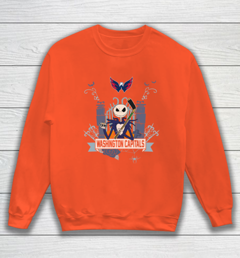 NHL Washington Capitals Hockey Jack Skellington Halloween Sweatshirt 3