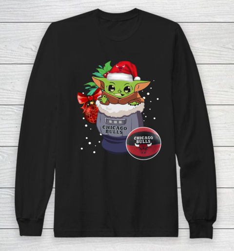 Chicago Bulls Christmas Baby Yoda Star Wars Funny Happy NBA Long Sleeve T-Shirt