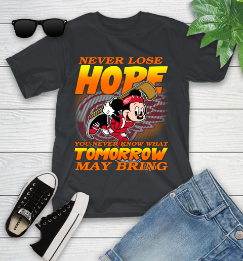 Detroit Red Wings NHL Hockey ootball Mickey Disney Never Lose Hope Youth T-Shirt