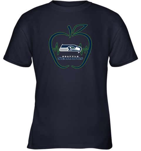 Apple Heartbeat Teacher Symbol Seattle Seahawks Youth Long Sleeve 