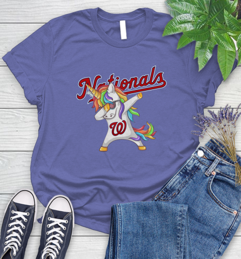 Washington Nationals MLB Baseball Funny Unicorn Dabbing Sports Women's T-Shirt 11