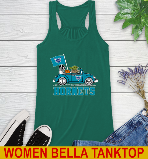 NBA Basketball Charlotte Hornets Darth Vader Baby Yoda Driving Star Wars Shirt Racerback Tank 7
