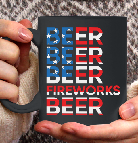 Beer Lover Funny Shirt Beer Fireworks 4th Of July Ceramic Mug 11oz