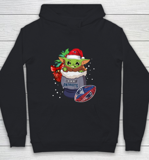 New England Patriots Christmas Baby Yoda Star Wars Funny Happy NFL Youth Hoodie