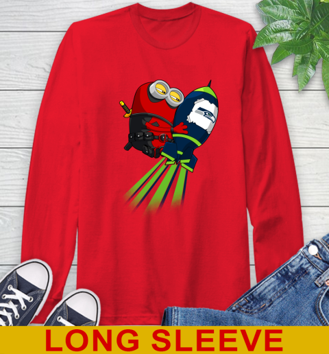 NFL Football Seattle Seahawks Deadpool Minion Marvel Shirt Long Sleeve T-Shirt 12