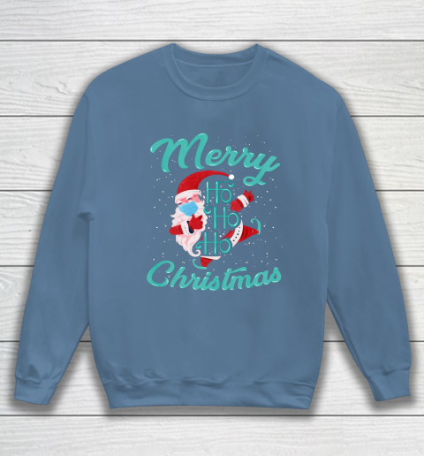 Merry Christmas Ho Ho Ho Santa Claus Wearing A Face Mask Sweatshirt 6