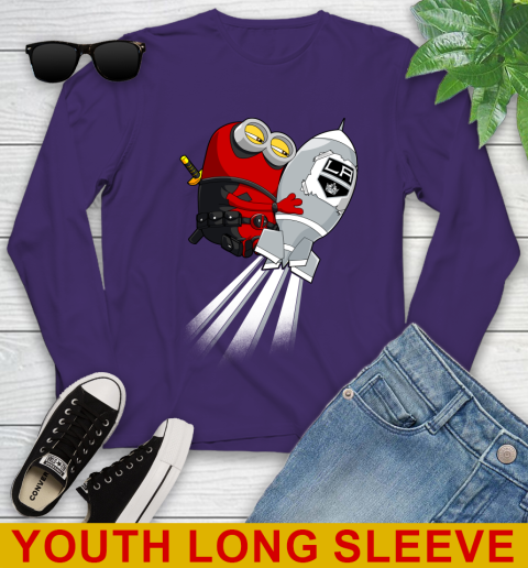 NHL Hockey Los Angeles Kings Deadpool Minion Marvel Shirt Youth Long Sleeve 4