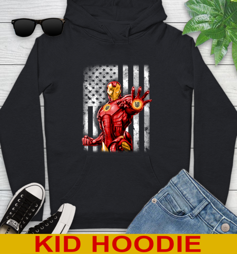 Vegas Golden Knights NHL Hockey Iron Man Avengers American Flag Shirt Youth Hoodie