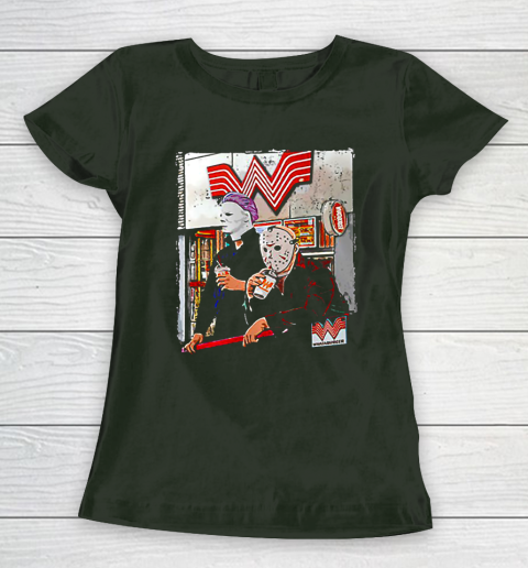 Michael Myers and Jason Voorhees drinking Whataburger Women's T-Shirt 4