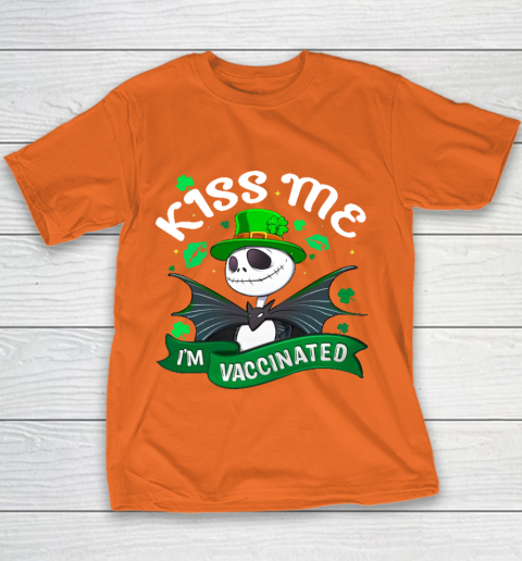 Kiss Me I'm Vaccinated Patrick's Day Jack Skellington Youth T-Shirt 4