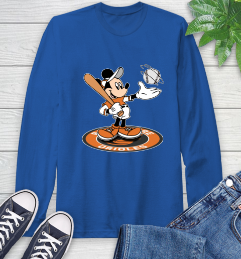 MLB Baseball Baltimore Orioles Cheerful Mickey Disney Shirt Long Sleeve T-Shirt 10