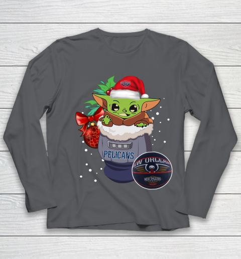 New Orleans Pelicans Christmas Baby Yoda Star Wars Funny Happy NBA Youth Long Sleeve 8