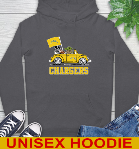NFL Football Los Angeles Chargers Darth Vader Baby Yoda Driving Star Wars Shirt Hoodie 7