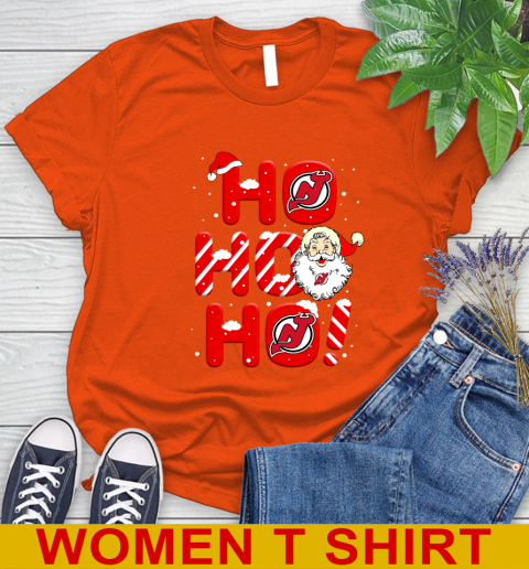 New Jersey Devils NHL Hockey Ho Ho Ho Santa Claus Merry Christmas Shirt Women's T-Shirt 3