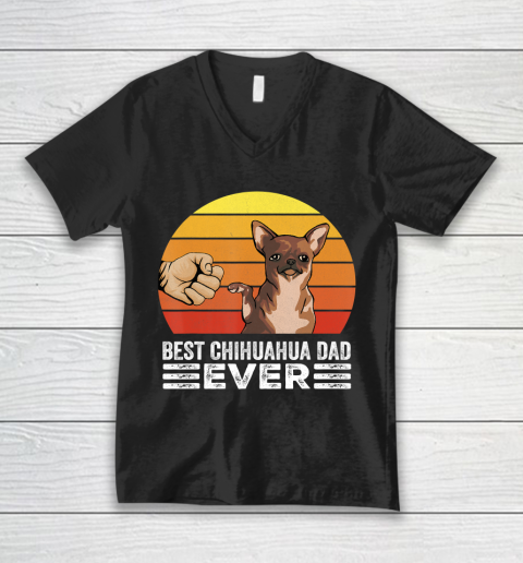 Father gift shirt Retro Vintage Best Chihuahua Dad Ever Dog Lover Gift T Shirt V-Neck T-Shirt
