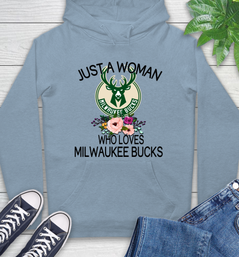 NBA Just A Woman Who Loves Milwaukee Bucks Basketball Sports Hoodie 6
