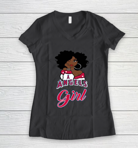 Los Angeles Angelss Girl MLB Women's V-Neck T-Shirt 8