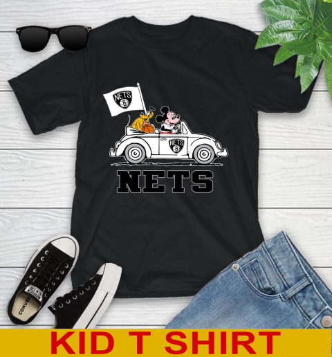 NBA Basketball Brooklyn Nets Pluto Mickey Driving Disney Shirt Youth T-Shirt 2