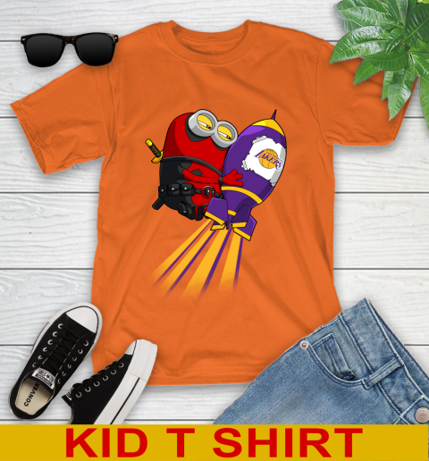 NBA Basketball Los Angeles Lakers Deadpool Minion Marvel Shirt Youth T-Shirt 8