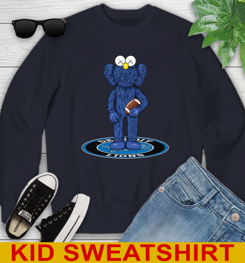 NFL Football Detroit Lions Kaws Bff Blue Figure Shirt Youth Sweatshirt 3